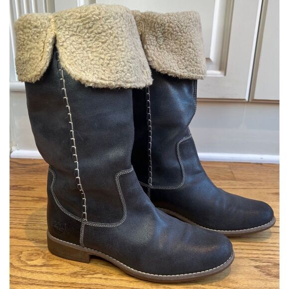 Timberland Shoreham Grey Leather Tall Boots with Fleece Upper Lining Size 7.5 - Picture 8 of 16